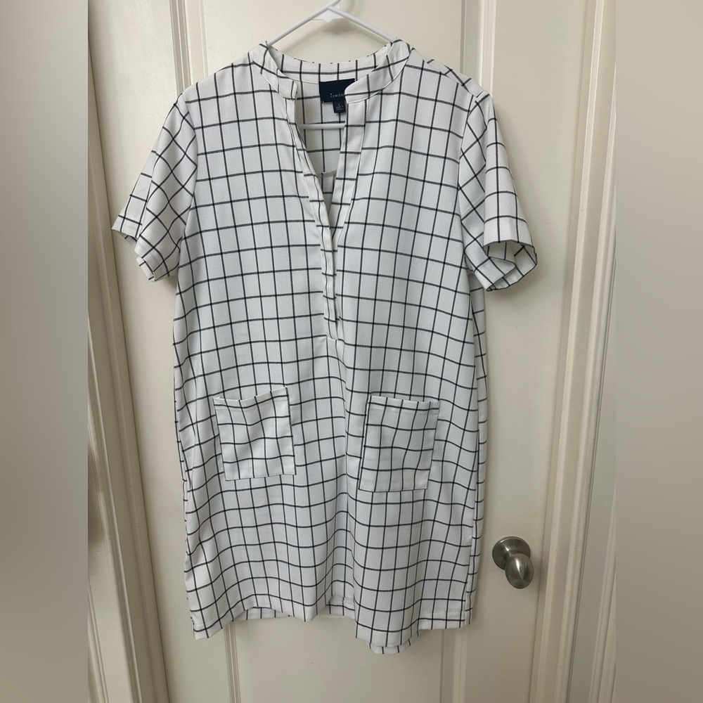 Lumière White and Black Plaid Dress